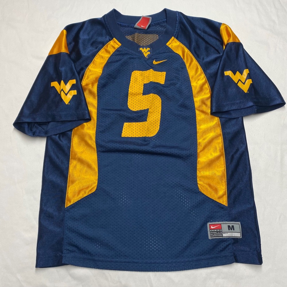 Nike Team West Virginia Mountaineers Football Jersey Navy Gold Number 5 youth M